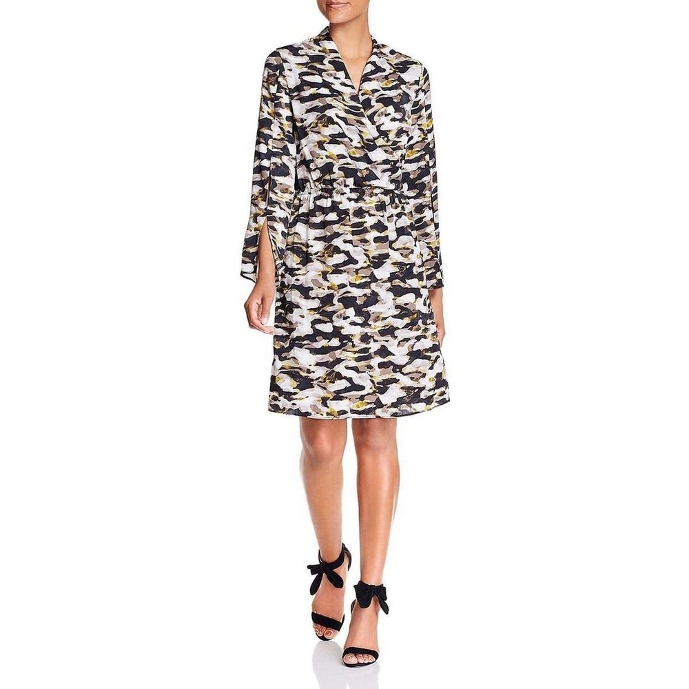 Kenneth Cole Women Green Camo Watercolor Midi Dress KCMF9WD537 XXS New